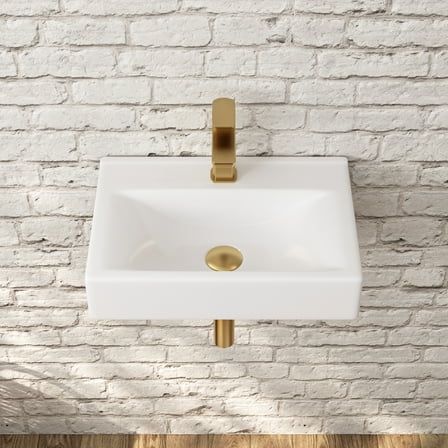 DeerValley DV-1WS0128 18" x 12" White Rectangular Ceramic Wall Mount Bathroom Sink with Faucet Hole