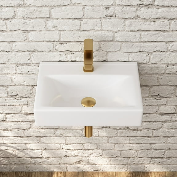 DeerValley DV-1WS0128 18" x 12" White Rectangular Ceramic Wall Mount Bathroom Sink with Faucet Hole