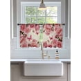 thumbnail image 3 of Sheer Curtains 54 Inch Length 2 Panels Set for Kitchen, Pink Roses Semi Sheer Curtains for Windows, Spring Floral Elegant Pastoral Butterfly Retro Voile Window Treatments Rod Pocket Curtain, 3 of 7