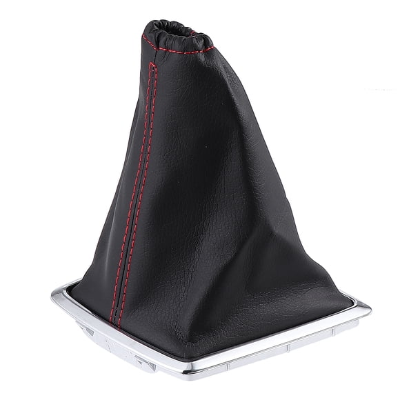 KAKOWELY Universal Leather Gear Stick Cover Manual Gear Shifter Gaiter Red Stitch Cover,5.12"X4.53"X5.91"