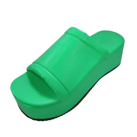 

Sandals for Women Women Fish Mouth Shoes Summer Women Ladies Fashion Casual Platform Retro Slippers Crystal Shoes Sandals PU Green