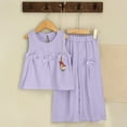 thumbnail image 2 of Agkizg Girls Clothing Sets Matching Sets for Kids Clothing Solid Color Sleeveless Top with Bow and Wide Leg Pants 2 Piece Toddler Girls Outfit Sets, 2 of 5