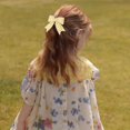 thumbnail image 5 of 3'' Yellow Gingham  Scalloped Edged Ribbon Hair Bows Clip 2 count Grids Checkered  Clip for Teen Girls Women  to School Birthday Easter Dress Accessory Summer, 5 of 6