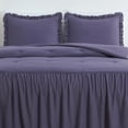 thumbnail image 4 of Chezmoi Collection Sinclair 3-Piece Ruffle Skirt Bedspread Set, Soft Lightweight French Country Chic Farmhouse Crinkle Texture Microfiber Bedding, King, Dusty Purple, 4 of 9