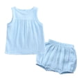 thumbnail image 2 of Antinious Toddler Boys Girls Solid Sleeveless Tops Shorts Soft Versatile Loungewear Outfits, 2 of 5