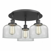 916-3C-BK-G72 Innovations Lighting Bell - 3 Light Flush Mount In Art Deco Style-9.25 Inches Tall and 19.75 Inches Wide-Matte Black Finish-Clear Glass