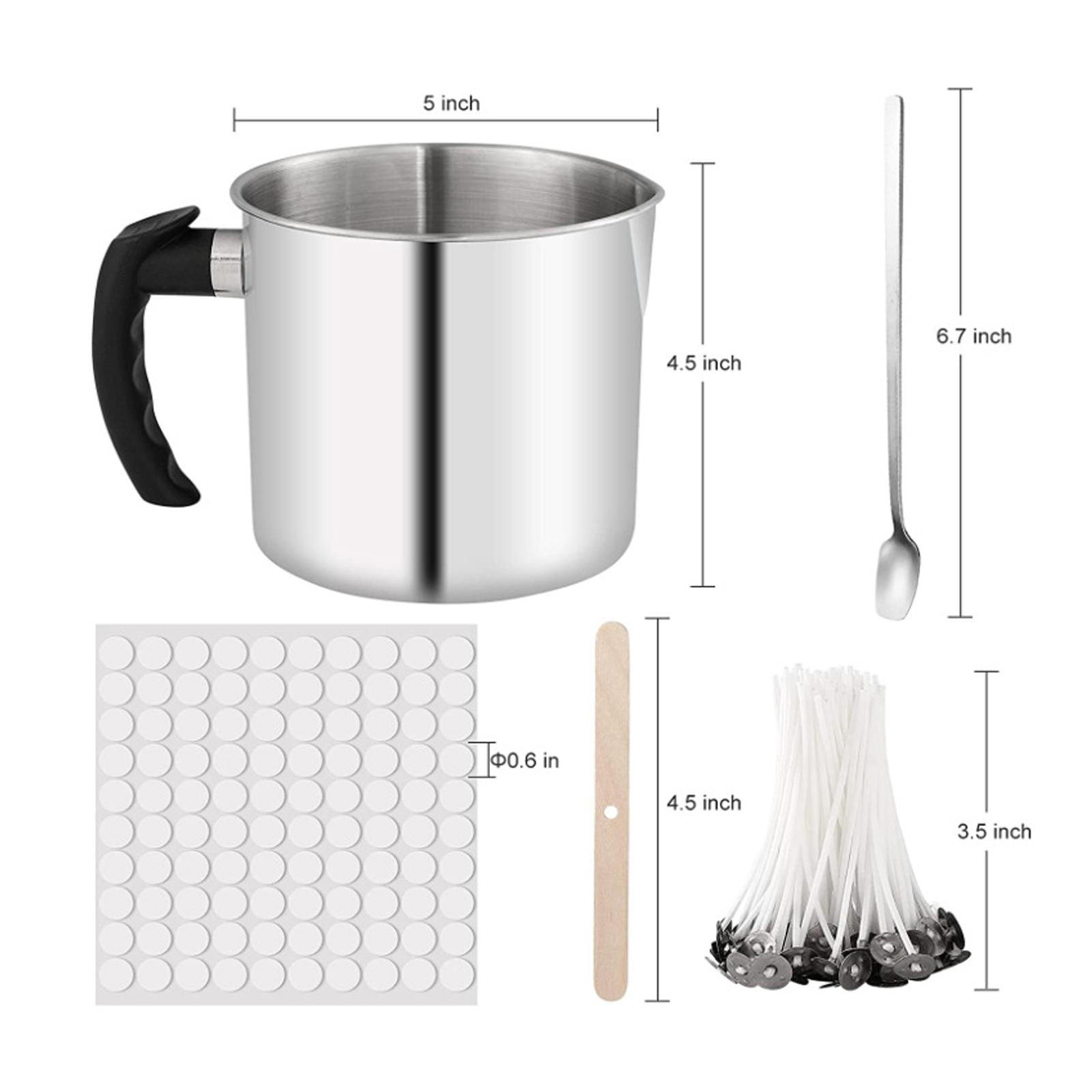 GUOOL DIY Candle Making Kit with 1 piece Melting Pouring Pot, 100PCS Candle Wicks, 100PCS Candle Wicks Sticker, 1 piece Spoon, 10PCS Wicks Holders Making Candles