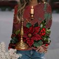 thumbnail image 2 of Chandail pour Femmes, Blouse Imprimée à Manches Longues et Col Rond Décontractée d'Hiver pour la Chaleur, Blouses pour Femmes, 2 of 3