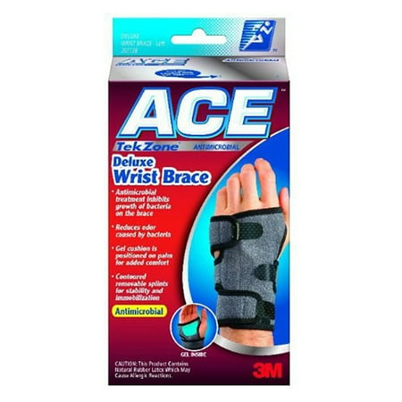 - Ace Tekzone Deluxe Antimicrobial Wrist Brace, Left, Size: Small Or Medium - 1 Ea