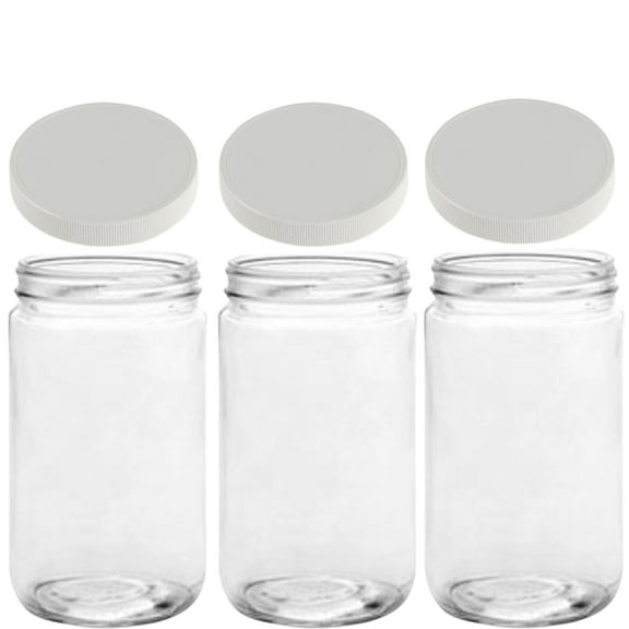 Jarming Collections 32oz Wide Mouth Glass Storage Jars – Extra-Wide Opening with BPA-Free Plastic Lids for Easy Filling, Food Storage, Pantry Organization & Canning Storage – Made in USA (3 Count)