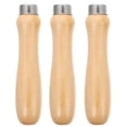 thumbnail image 1 of Cylindrical Beige Wood Metal File Handle 3Pcs for Workshop 4.3x1x1in, 1 of 8