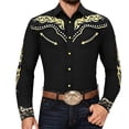 thumbnail image 6 of BUWTTED Western Shirts for Men Embroidered Long Sleeve Button Down Regular Work Dress Spring Fall Cowboy Black3 Shirts S-XXXL, 6 of 6