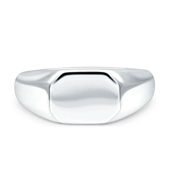 8mm Classical Signet Plain Band High Polished Solid 925 Silver Mens Ring Size-5