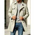 thumbnail image 6 of Spring Fall Men Double Breasted Casual Lapel Trench Coat Belted Windbreaker, 6 of 8
