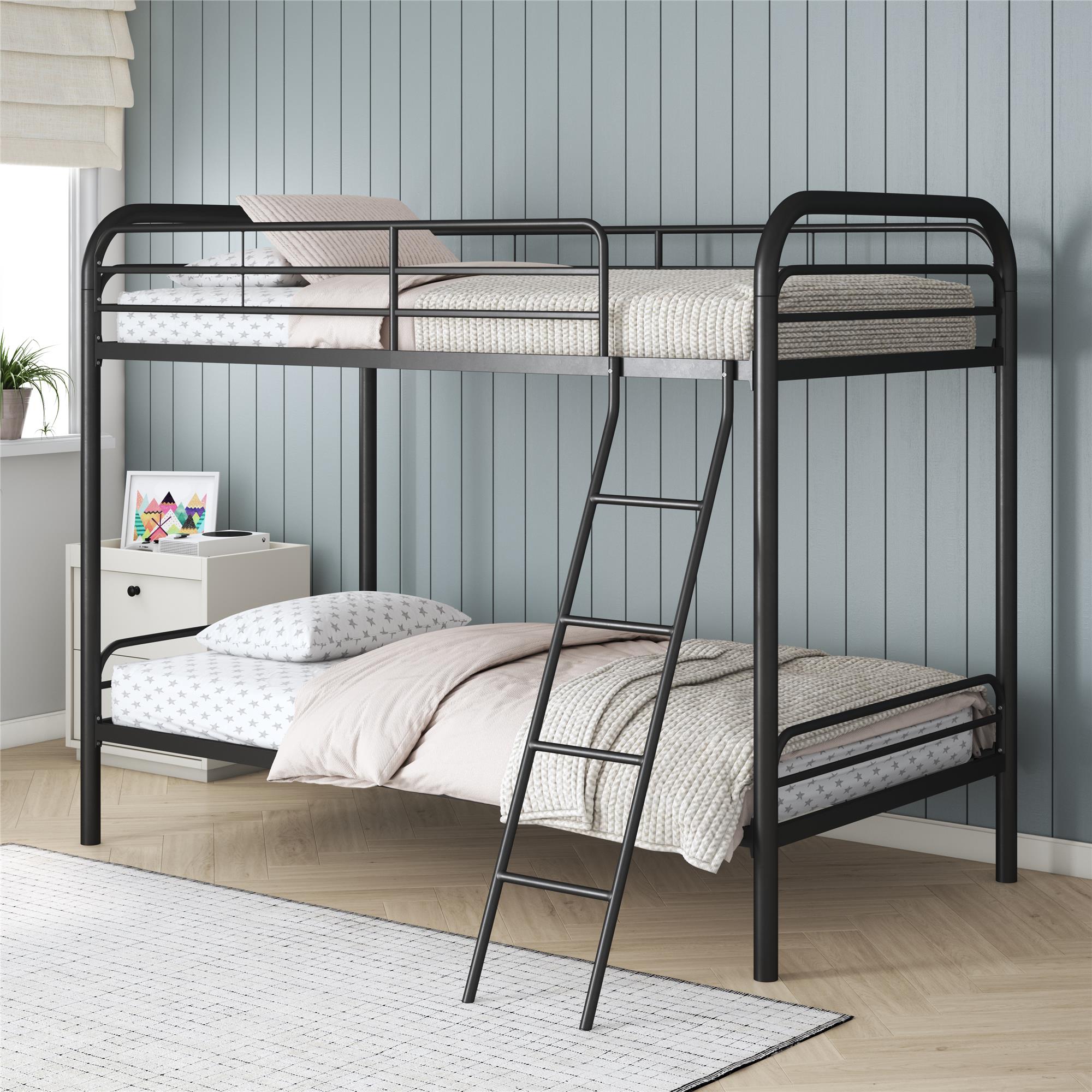 DHP Dusty Twin over Twin Metal Bunk Bed with Secured Ladder, Black - image 2 of 9
