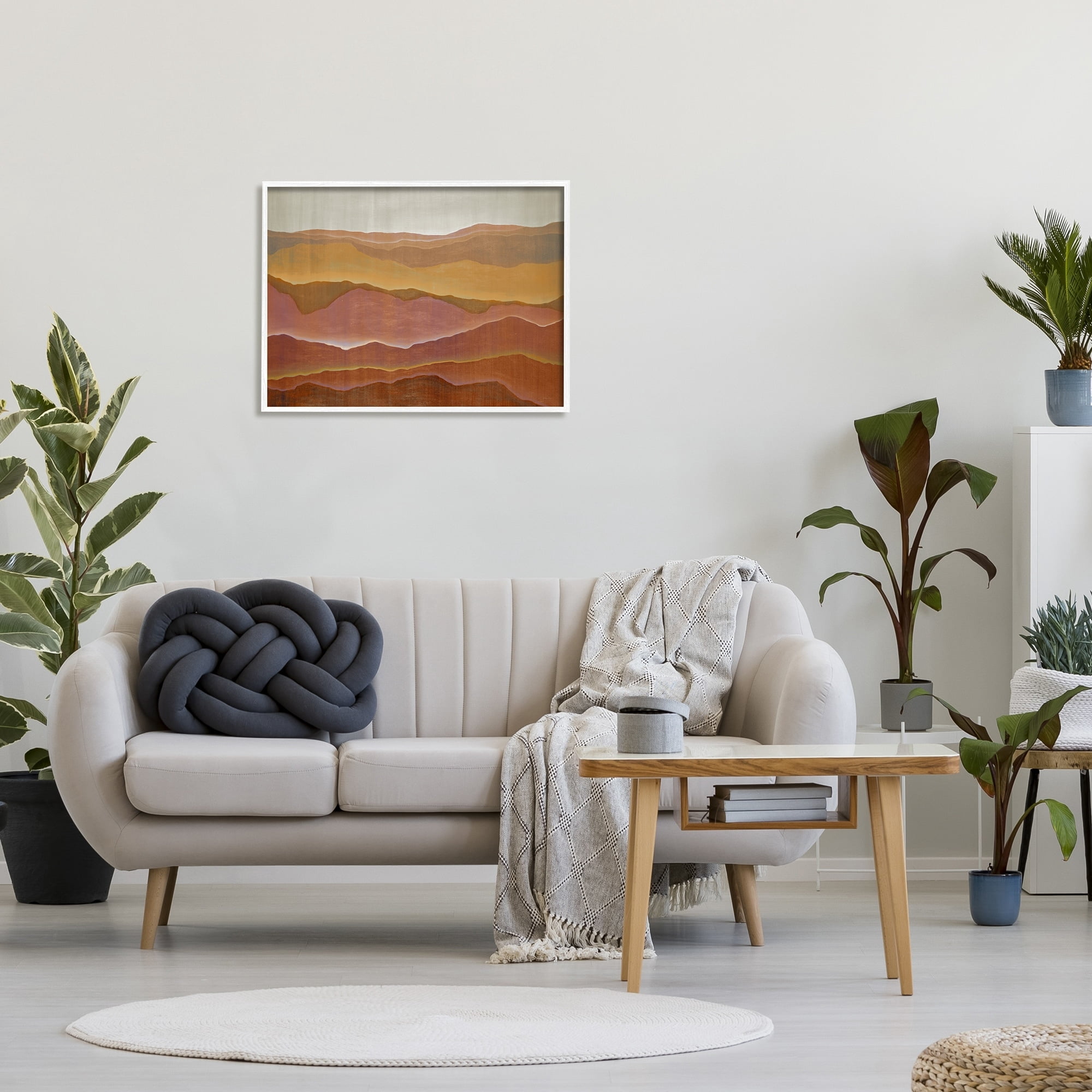 Stupell Industries Warm Glowing Mountain Range Overlay Desert Landscape Painting White Framed Art Print Wall Art, Design by Liz Jardine
