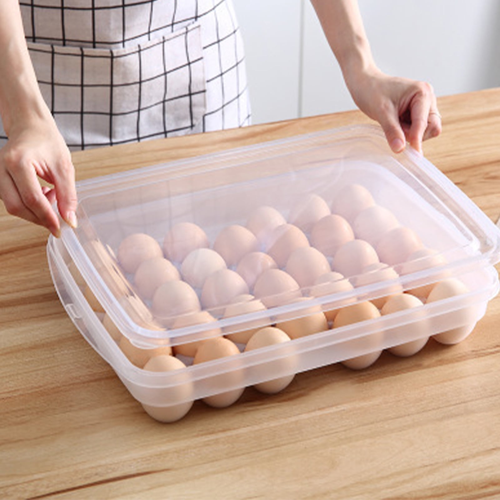 Eggs Carrier, 34 Grids Practical Plastic Portable Egg Holder Large Capacity Compact Versatile With Handle For Outdoor Camping