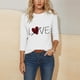 thumbnail image 5 of RKSTN Valentine's Gifts Women's 3/4 Sleeve T Shirts Top Oversized Crewneck Valentines Graphic Print Short Sleeve Shirt Womens Casual Solid Round Neck Loose Three Quarter Sleeve Shirt Spring Clothes, 5 of 7