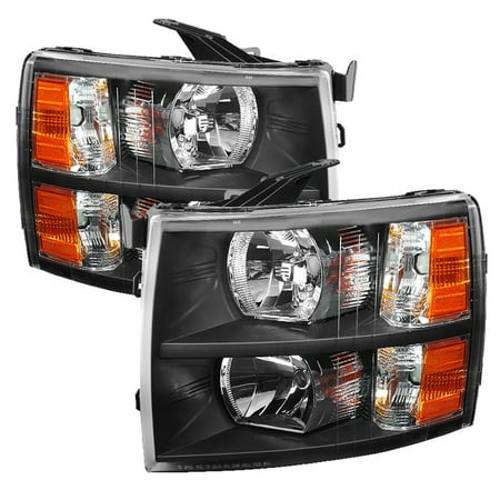 For 07-13 Chevy Silverado 1500 TD Crystal Headlights (Black) (Best Tuner For Chevy Silverado 1500)