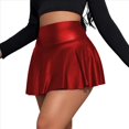 thumbnail image 1 of Faldas de Sintético Elástico de Cintura Alta para Mujer, con Dobladillo con Volantes, Informales, Acampanadas y . Vino Tinto M, 1 of 7