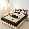 thumbnail image 4 of Manfei Wild Animal Bear Full Size Sheets,Rustic Farmhouse Cabin Bed Sheets,Brown Beige Black Sheet Sets For Girls Boys,Breathable Home Decor,4 Pieces, 4 of 7