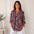 thumbnail image 5 of Nyfairy Plus Size Women's Floral Embossed Print Long Sleeve Button Down Casual Shirt, 5 of 5