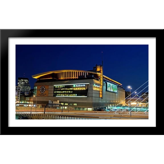 TD Garden 40x24 Large Black Wood Framed Print Art - Home of the Boston Celtics