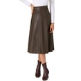 thumbnail image 1 of Falda Casual Vintage de Cintura Alta A Línea de Cuero PU Falso para Mujeres INSPIRE CHIC L Marrón, 1 of 6