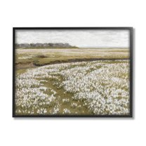 Flower Meadow Landscape Landscape Painting Black Framed Art Print Wall Art