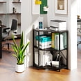 thumbnail image 3 of Patiojoy Corner Printer Stand with Power Outlet 3-Tier Storage Rack with Adjustable Metal Mesh Shelf Black, 3 of 9