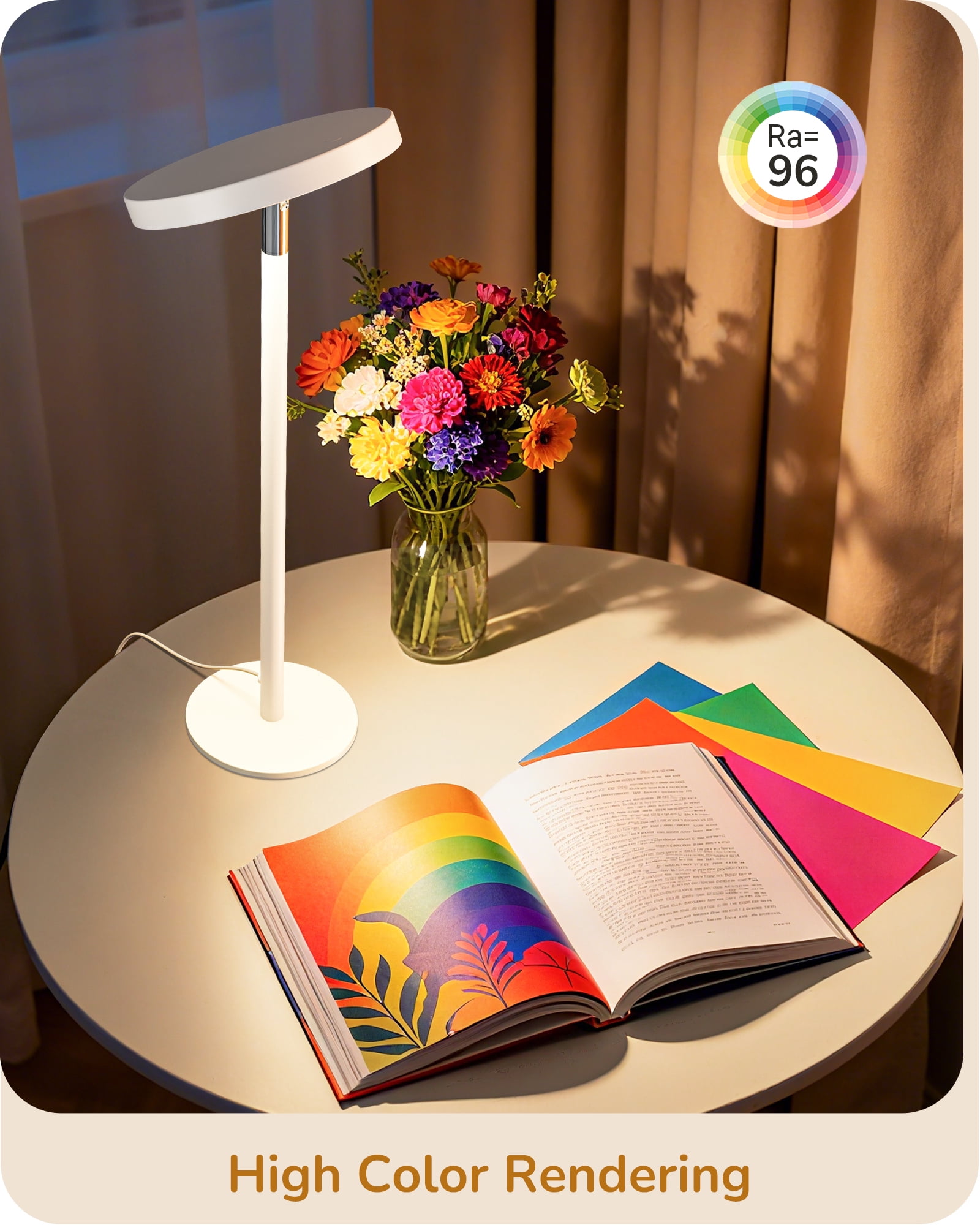 EDISHINE LED Table Lamp with 2 Adjustable Height, 5%-100% Dimmable & 3 Color Temperature, Touch Control, Modern Desk Lamp for Office, Reading, White