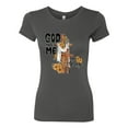 thumbnail image 2 of Wild Bobby God Made Me This Way Cross with Sunflowers Inspirational/Christian Women Slim Fit Junior Tee, Dark Grey, XX-Large, 2 of 6