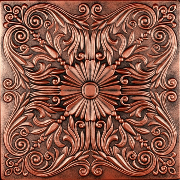 R139 - Spanish Silver Foam Glue-up Ceiling Tile in Antique Copper (129.6 Sq.ft / Pack) - 48 Pieces