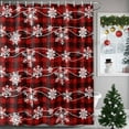 thumbnail image 3 of Christmas Snowflakes Shower Curtain, 66" x 72", Winter Blue Waves Retro Red Black Plaid Waterproof Bathroom Curtain Washable Shower Curtain Set with 12 Hooks, 3 of 6