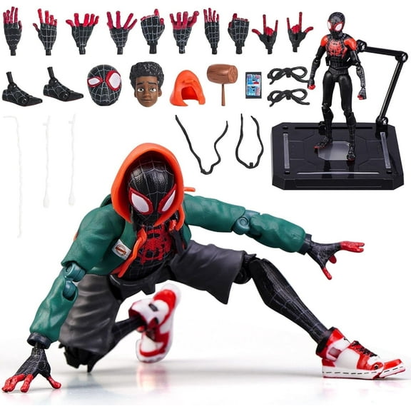 Cyinyin Spider Superhero Action Figure , Into The Spider-Verse Miles Morales Sentinel Sv-Action Figure Exclusive Super Heroes, Moveable Pvc Figure Collectible Model Figurine Statue