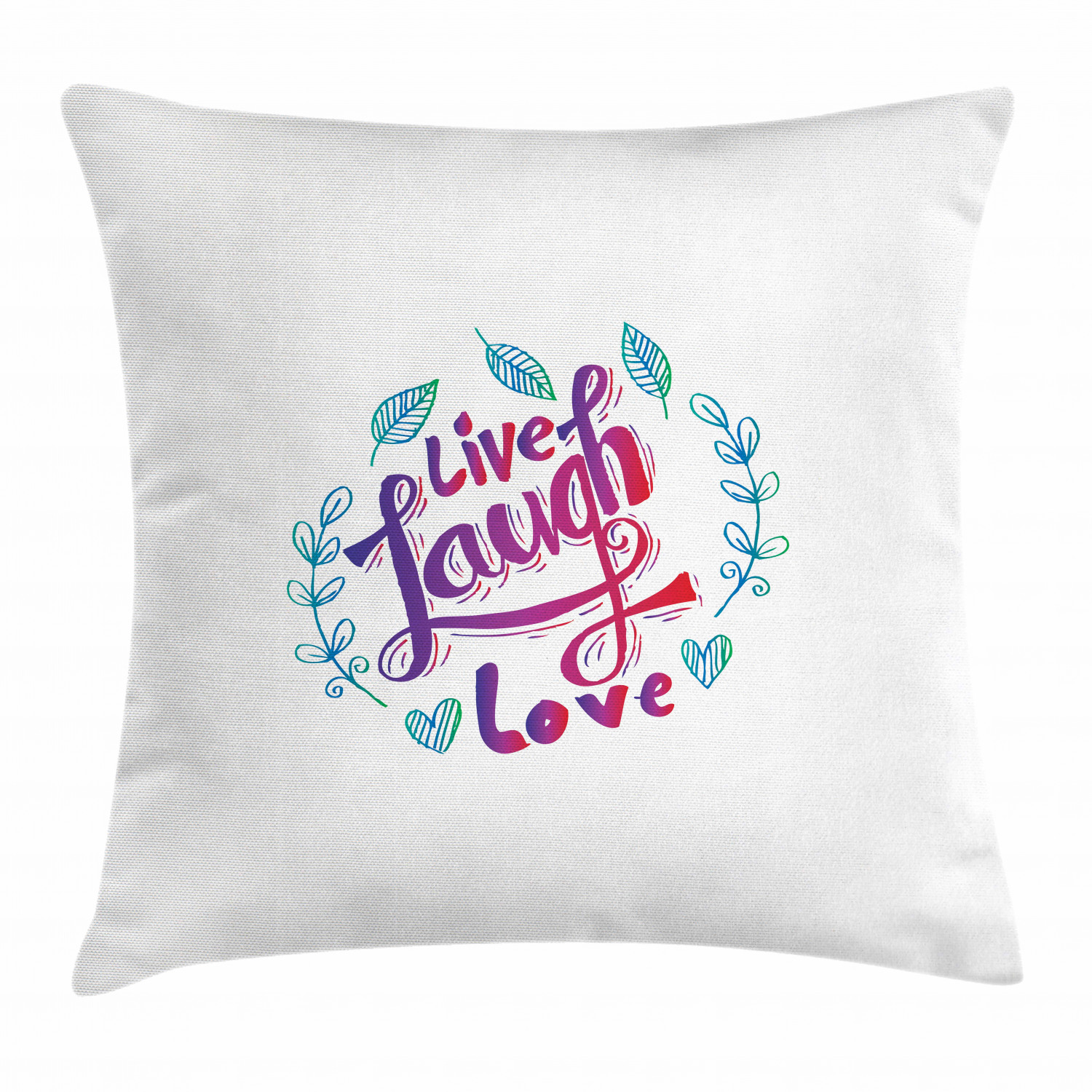 Live Laugh Love Throw Pillow Cushion Cover, Hand Lettering Motivational