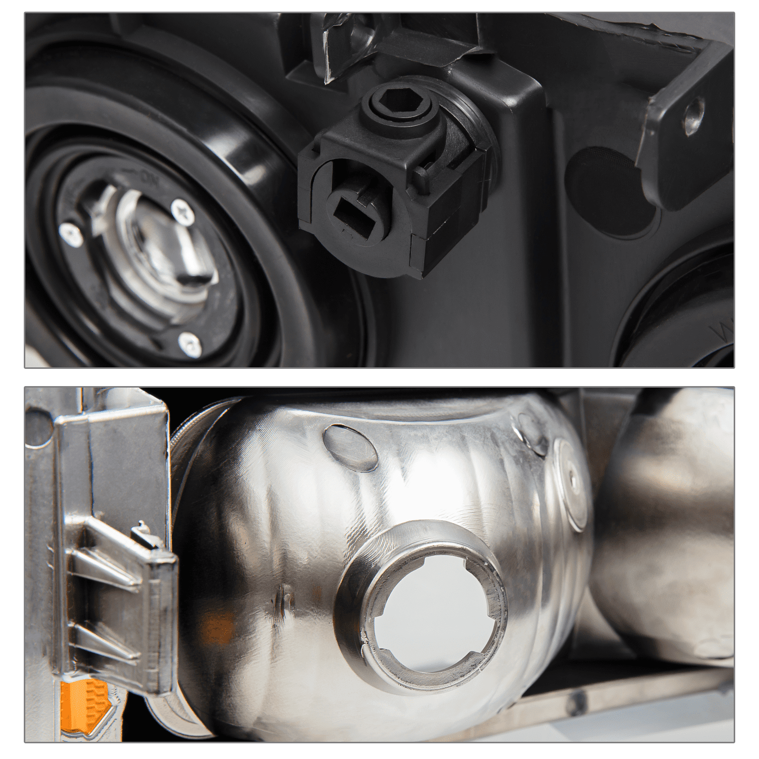M-AUTO Pair Headlamp Replacement for 03 04 05 06 07 Chevy Silverado/Avalanche Truck, Chrome Housing Clear Lens Amber Corner