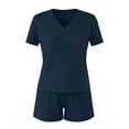 thumbnail image 2 of 2 Piece Outfits for Women Short Sleeve V Neck T-Shirt Tops Loose Match Shorts Sets Summer Sweatsuits Loungewear, 2 of 6