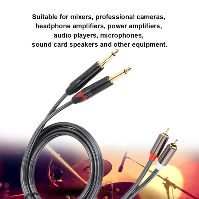 Cable de audio negro 6.35, doble un cable de adaptador de doble 6.35, Placas de Oro para la batidora del reproductor de audio cámara profesional