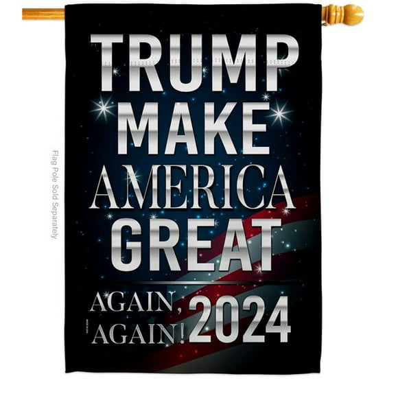 USA Decoration H170179-BO 28 x 40 in. Make America Great Again 2024 American Political Vertical House Flag with Double-Sided Decorative Banner Garden Yard Gift