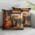thumbnail image 3 of Leisuo Vintage Guitar Throw Pillow Covers Music Quotes Words Pillow Cases Cushion Cover Musical Instruments Home Decor Cushion Cover for Sofa Couch White, 3 of 5