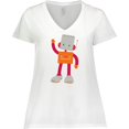 thumbnail image 3 of Inktastic Cute Robot, Smiling Robot, Colorful Robot Women's Plus Size V-Neck T-Shirt, 3 of 5