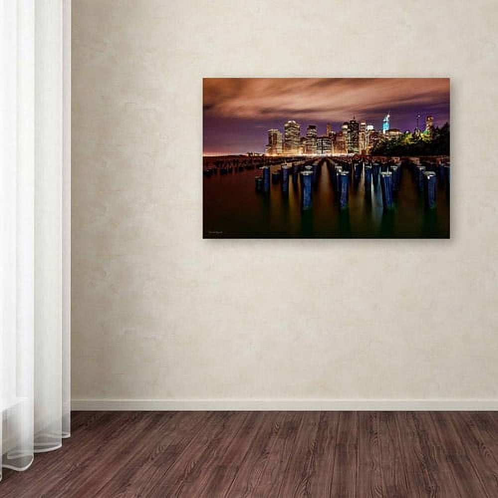 Trademark Fine Art "Brooklyn Bridge Park and Financial District - VI" Canvas Art by David Ayash