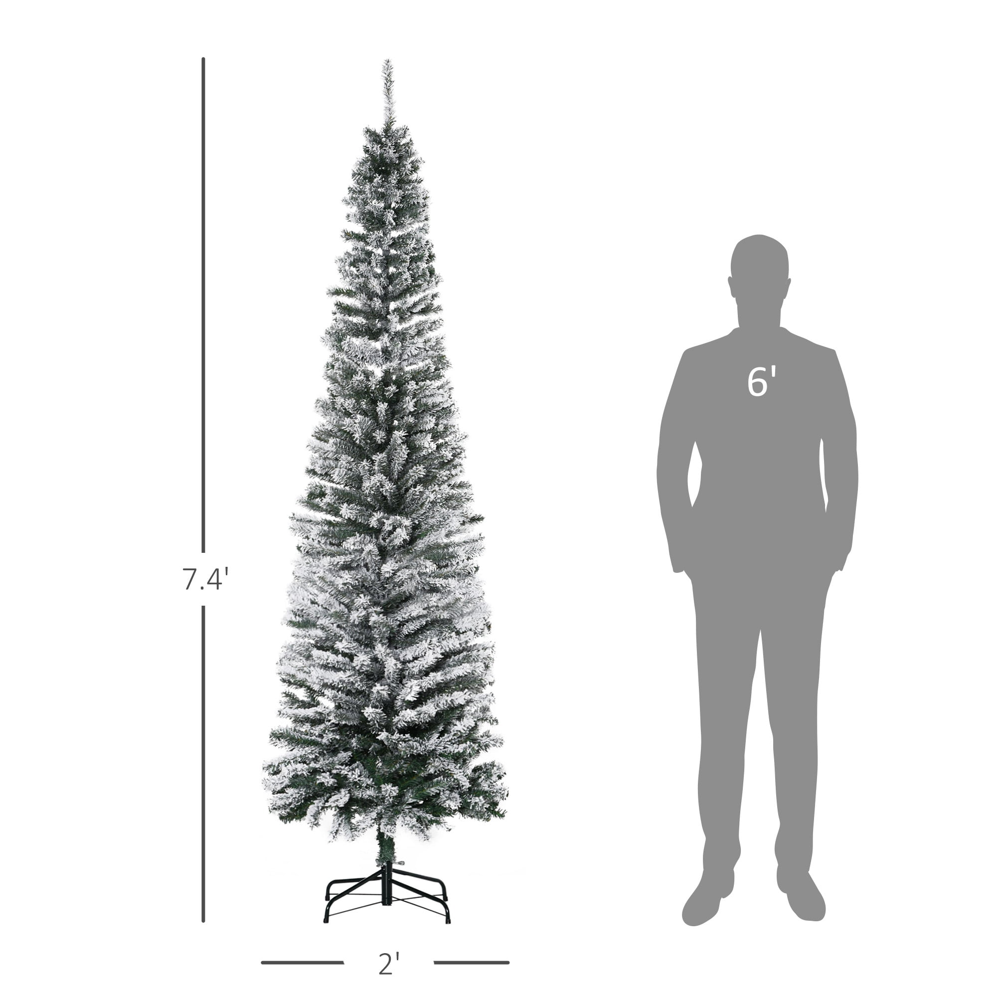 6ft Snow Flocked Christmas Tree Full Branch Tips Metal Stand Easy Assembly Indoor Decor