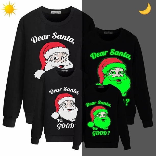 Camisetas navideñas a juego para la familia, diseño exclusivo luminoso, Papá Noel, buena familia, sudadera navideña