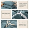 thumbnail image 4 of PURE ERA Duvet Cover Set Jersey Cotton Ultra Soft As Jersey T-shirt 2 x Pillow Shams Full Size Dusty Blue Cerulean Blue, 4 of 5