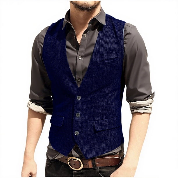 pstuiky Camiseta sin mangas para hombre, Chaqueta informal de moda con cuello en V y sin mangas de color liso para hombre Chaleco de hombre l