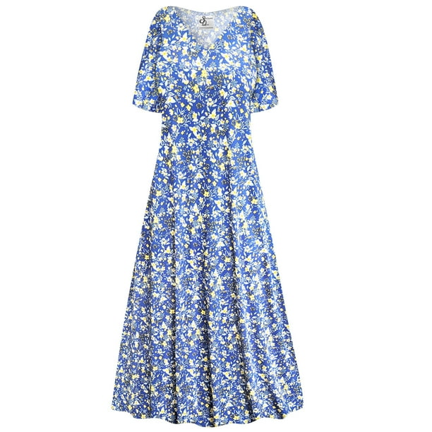 Small Petite Womens Strechy Low V Neckline with Short Sleeve Dress