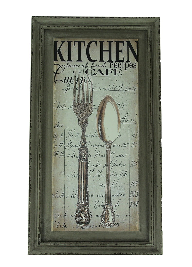 Kitchen Cafe Spoon and Fork Wood Frame Wall Decor