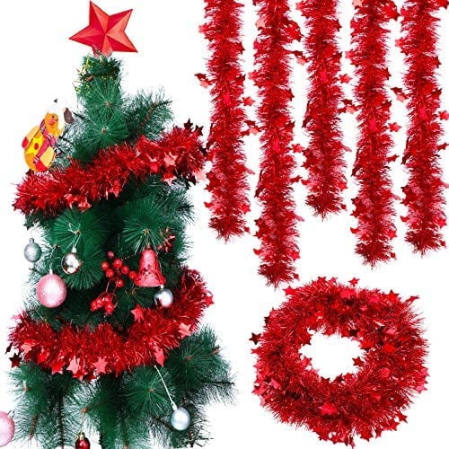 Golden or Silver New 12 FT Tinsel Garland Christmas Holiday Decoration Red 
